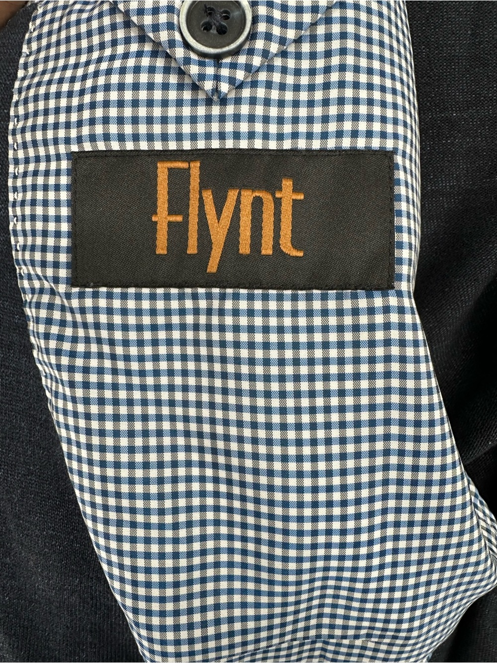 Flynt Navy Knit Jersey Sport Coat Blazer Men 42R (Est) Casual Unstructured - Picture 4 of 4